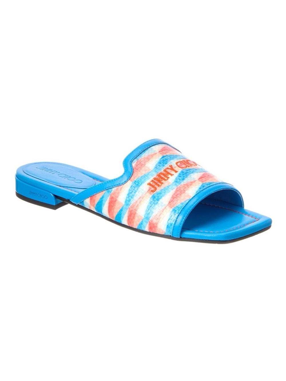 Women's Jimmy Choo Bright Blue Multicolor Patterned Slide
Sandals size 38
